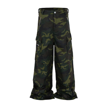 Aidase Color Match Multi-pockets Camouflage Cargo Pants for Men and Women Streetwear Patchwork Baggy Overalls Wide Leg Loose Trousers aidase-shop